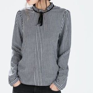 Zara Gingham long sleeve Top